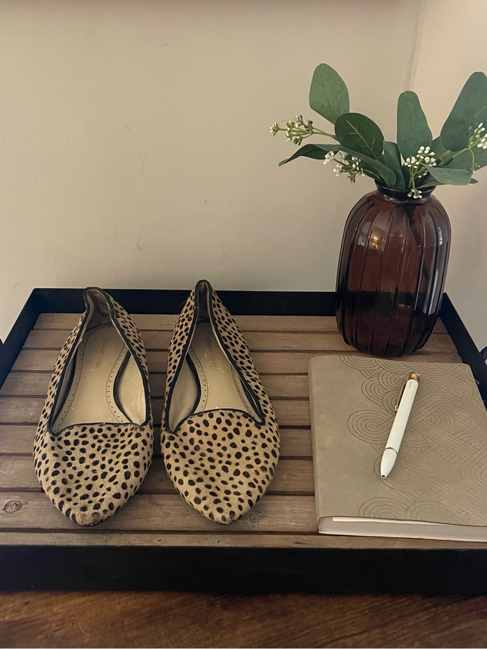 Adrienne Vittadini Leopard-Print Ballet Flats in Tan and Black